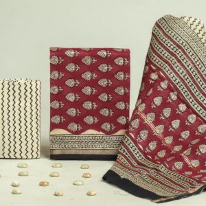 Chanderi Silk Unstitched Dress Material - Maroon