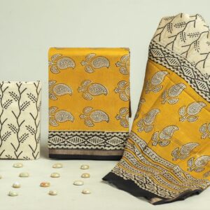 Chanderi Silk Unstitched Dress Material - Yellow