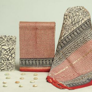 Chanderi Silk Unstitched Dress Material - Peach