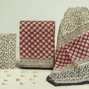 Chanderi Silk Unstitched Dress Material - Maroon