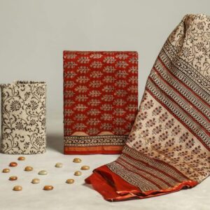 Chanderi Silk Unstitched Dress Material - Red