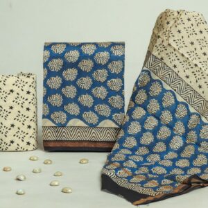 Chanderi Silk Unstitched Dress Material - Blue