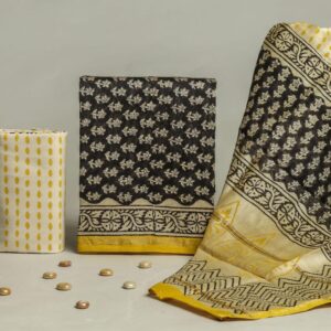 Chanderi Silk Unstitched Dress Material - Black