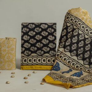 Chanderi Silk Unstitched Dress Material - Black