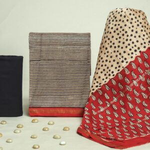 Chanderi Silk Unstitched Dress Material - Cream