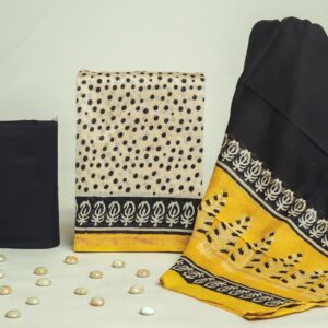 Chanderi Silk Unstitched Dress Material - Cream