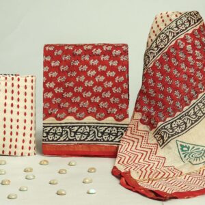 Chanderi Silk Unstitched Dress Material - Red