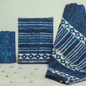 Chanderi Silk Unstitched Dress Material - Blue