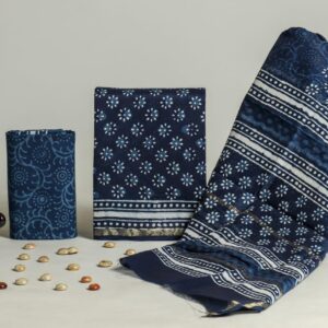 Chanderi Silk Unstitched Dress Material - Blue