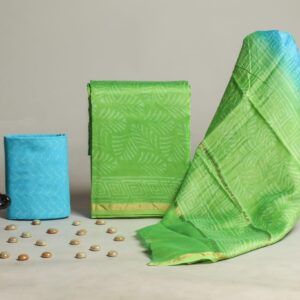 Chanderi Silk Unstitched Dress Material - Green