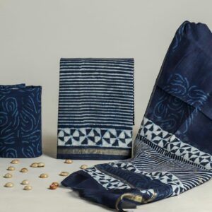 Chanderi Silk Unstitched Dress Material - Blue