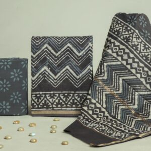 Chanderi Silk Unstitched Dress Material - Grey