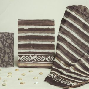 Chanderi Silk Unstitched Dress Material - Brown