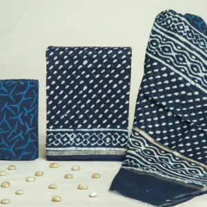 Chanderi Silk Unstitched Dress Material - Blue