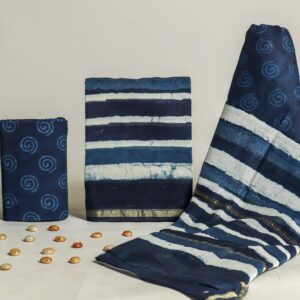 Chanderi Silk Unstitched Dress Material - Blue