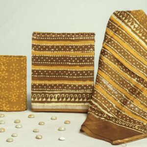 Chanderi Silk Unstitched Dress Material - Yellow