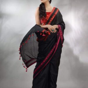 Pure Cotton Handloom Saree - Black