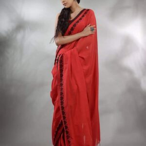 Pure Cotton Handloom Saree - Red