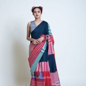 Gamcha Katki Khadi Cotton Handloom Saree - Blue