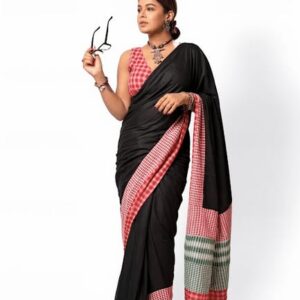 Gamcha Katki Khadi Cotton Handloom Saree - Black