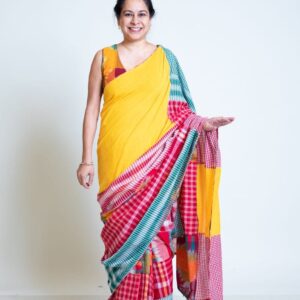 Gamcha Katki Khadi Cotton Handloom Saree - Yellow
