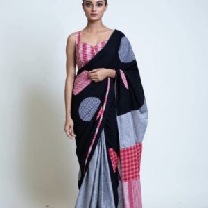Gamcha Katki Khadi Cotton Handloom Saree - Black