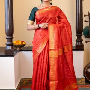 Kota Silk Handloom Saree - Orange
