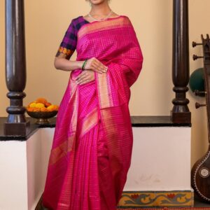 Kota Silk Handloom Saree - Pink
