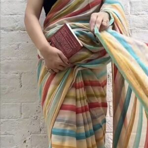 MulMul Cotton Saree - Multi-color