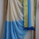 MulMul Cotton Saree - Blue