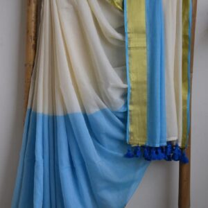 MulMul Cotton Saree - Blue