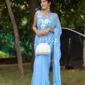 Mul Cotton Handloom Saree - Blue