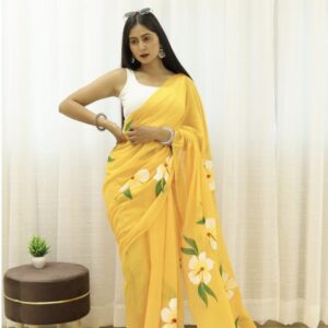 Mul Cotton Handloom Saree - Yellow