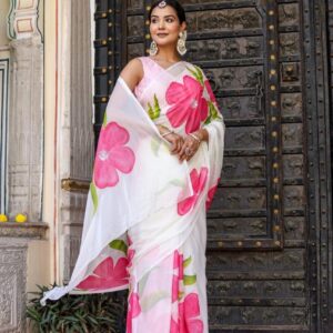 Mul Cotton Handloom Saree - White