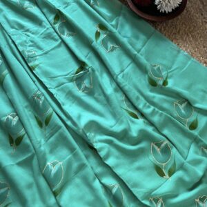 Mul Cotton Handloom Saree - Teal