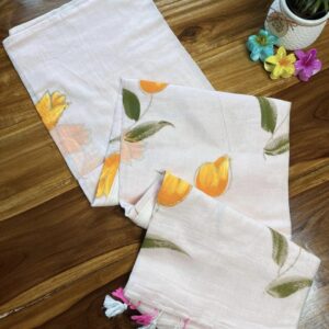 Mul Cotton Handloom Saree - Cream