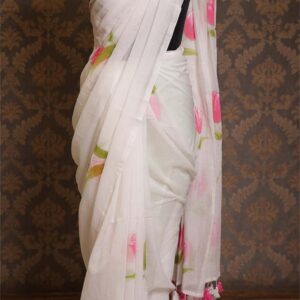 Mul Cotton Handloom Saree - Peach