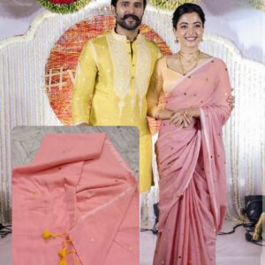MulMul Cotton Saree - Peach