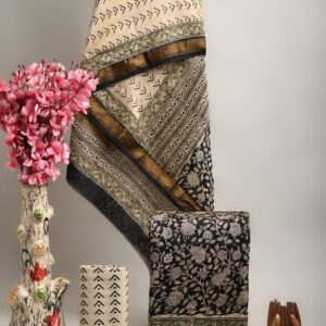 Maheswari Silk Unstitched Dress Material - Black