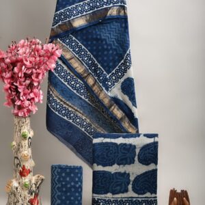 Maheswari Silk Unstitched Dress Material - Blue