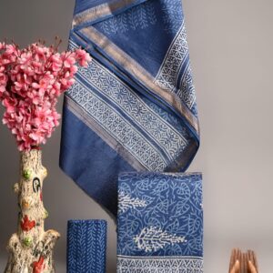 Maheswari Silk Unstitched Dress Material - Blue