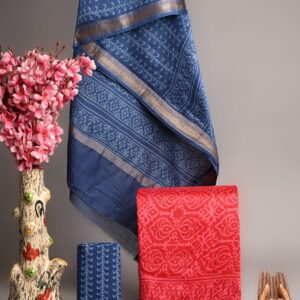 Maheswari Silk Unstitched Dress Material - Peach