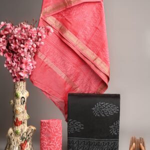 Maheswari Silk Unstitched Dress Material - Black