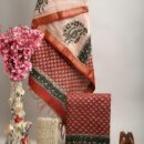 Maheswari Silk Unstitched Dress Material - Red