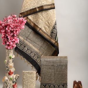 Maheswari Silk Unstitched Dress Material - Black