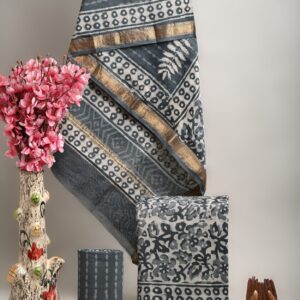 Maheswari Silk Unstitched Dress Material - Grey