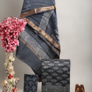 Maheswari Silk Unstitched Dress Material - Grey