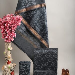 Maheswari Silk Unstitched Dress Material - Grey