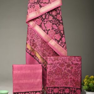 Maheswari Silk Unstitched Dress Material - Pink