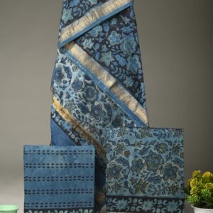 Maheswari Silk Unstitched Dress Material - Blue